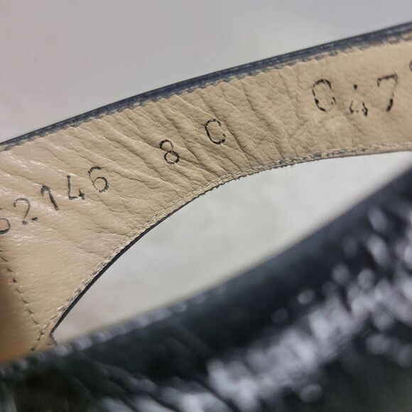 Salvatore Ferragamo Women's Slingback Shoes  Size 8 C Black Patent Block Heel - Picture 9 of 11